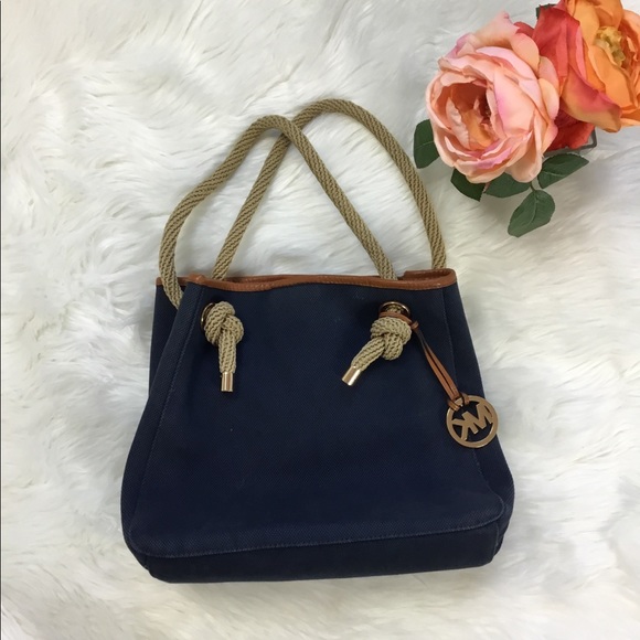 Michael Kors Handbags - MICHAEL KORS Marina Crab Blue Canvas Bucket Tote